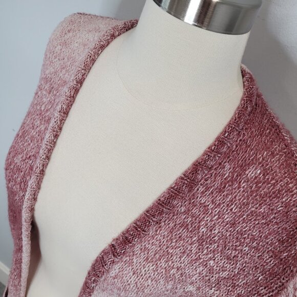 Sun & Shadow Longline Knit Pink Long Sleeve Ombre Open Front Cardigan Sweater - Picture 7 of 11
